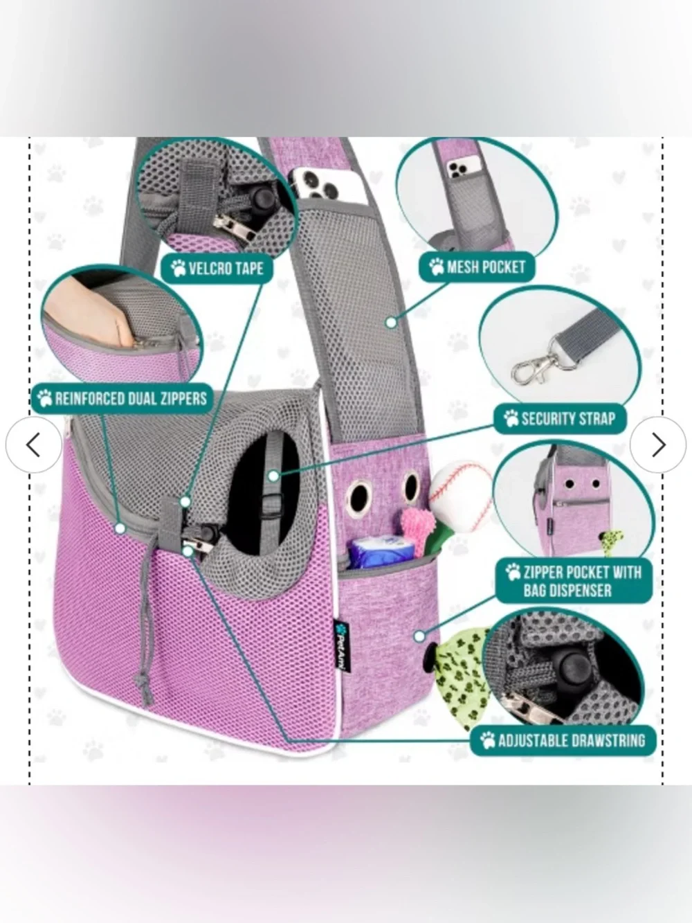 PetAmi Small Dog Sling Carrier, Soft Crossbody Puppy Carrying Purse